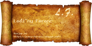 Leány Ferenc névjegykártya